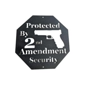 A sign that says protected by 2 nd amendment security.