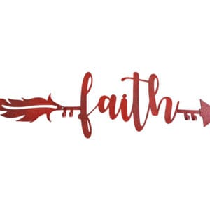 A red arrow with the word " faith " written in it.