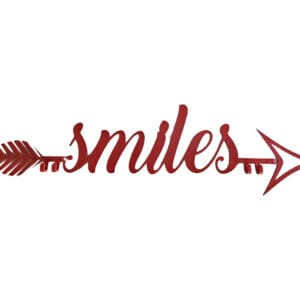 A red arrow with the word smiles written in it.
